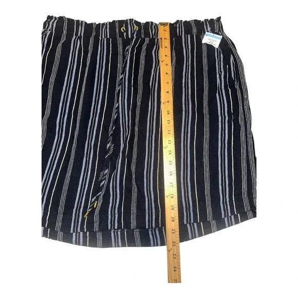 Ellen Tracy Blue Striped Linen Blend Paperbag Waist Skirt, XL - Picture 9 of 9